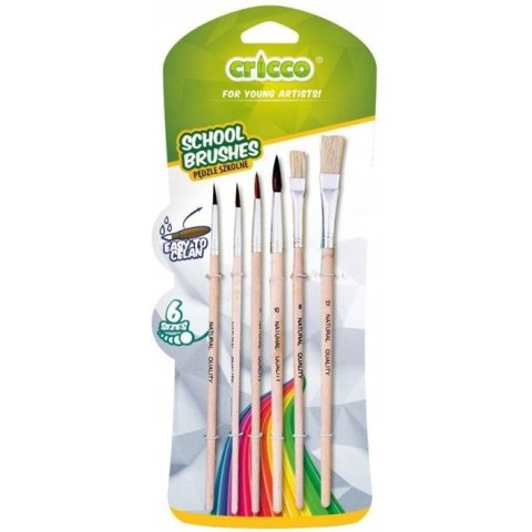 Pędzelki szkolne CRICCO 6sztuk,blister CR364B6