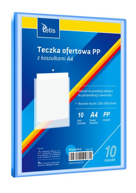 Teczka ofertowa A4 PP 10 koszulek NIEBIESKA BT630-N10 TETIS Teczka ofertowa A4 PP 10 koszulek NIEBIESKA BT630-N10 TETIS