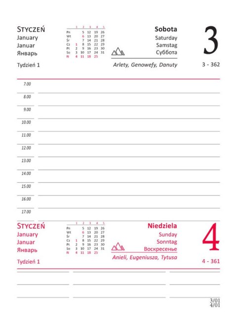 Terminarz A6 dzienny, okładka twarda M1 BESKIDY