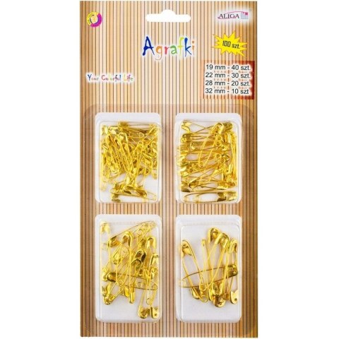 Agrafki złote mix wielkości (100 szt.) AGR-0910 ALIGA