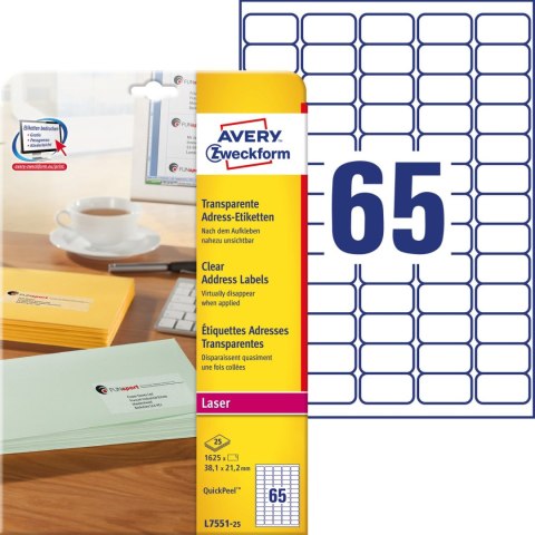Etykiety 38,1x21,2 L7551-25 (25 arkuszy) laser AVERY ZWECKFORM