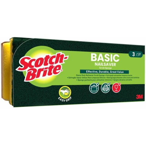 Gąbka do zmywania SCOTCH-BRITE Basic profilowany (3szt.) żółto-zielony 3M-68060502018
