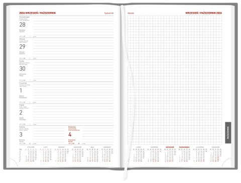 Kalendarz B5 Aluminium STANDARD tygodniowy z notesem p.biały 237 B5TNB granatowy Wokół Nas