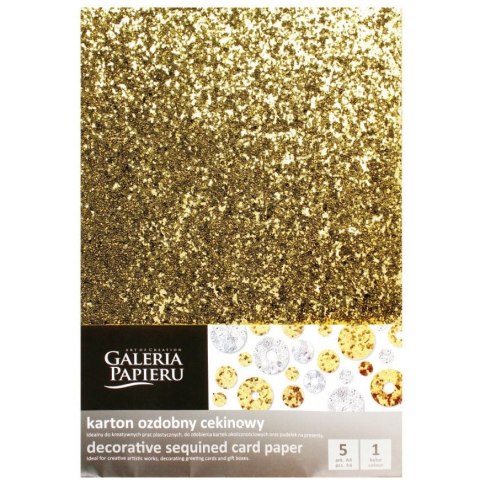 Karton ozdobny cekinowy A4 złoty 210g. (5ark.) 208506 Galeria Papieru