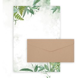 Papeteria ozdobna A4 Arkusz FLORA 100g.(20ark.) +koperta DL ciemnobeżowa (10szt.) 206122 Galeria Papieru