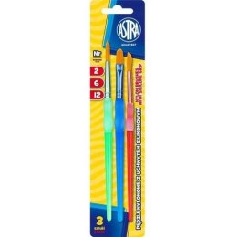Pędzelki szkolne zestaw 3 sztuki rozmiar nr. 2,6,12 315023002 ASTRA
