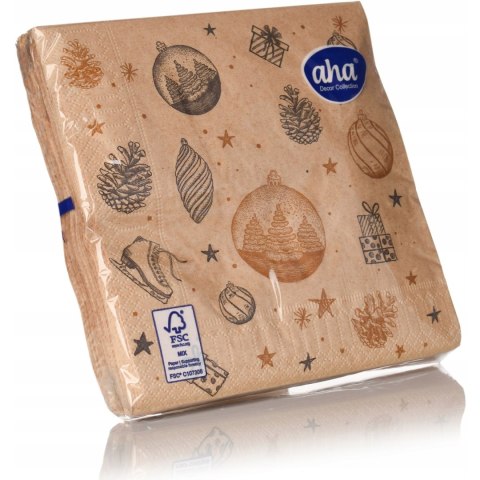 Serwetki świąteczne na Boże Narodzenie Święta 33x33cm papierowe 20 sztuk BN-139 AHA