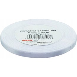 Wstążka satynowa 6mm/32m biała ws6-1 BREWIS