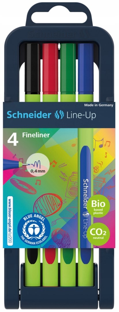 Cienkopisy SCHNEIDER LINE-UP 0,4mm 4 kolory w stojaku SR191094 Cienkopisy SCHNEIDER LINE-UP 0,4mm 4 kolory w stojaku SR191094