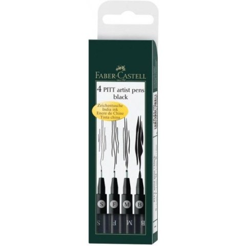 Komplet cienkopisów PITT199 komplet w etui 4szt czarne Faber Castell Komplet cienkopisów PITT199 komplet w etui 4szt czarne Faber Castell