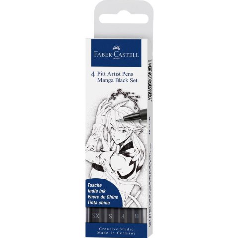 PITT ARTIST PEN MANGA (4szt.) czarne etui 167132 FABER-CASTELL PITT ARTIST PEN MANGA (4szt.) czarne etui 167132 FABER-CASTELL