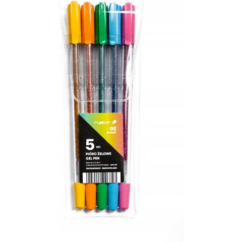 Pióro żelowe GZ-031 brokat 5szt. EKO etui RYSTOR 426-527EKO Pióro żelowe GZ-031 brokat 5szt. EKO etui RYSTOR 426-527EKO