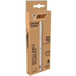 Długopis CRISTAL RENEW metalowy + 2 wkłady czarne 997201 BIC